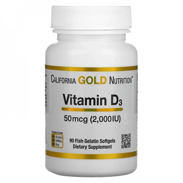 California GOLD Nutrition Витамин Д3 2000 МЕ 90 софтгель-капсул