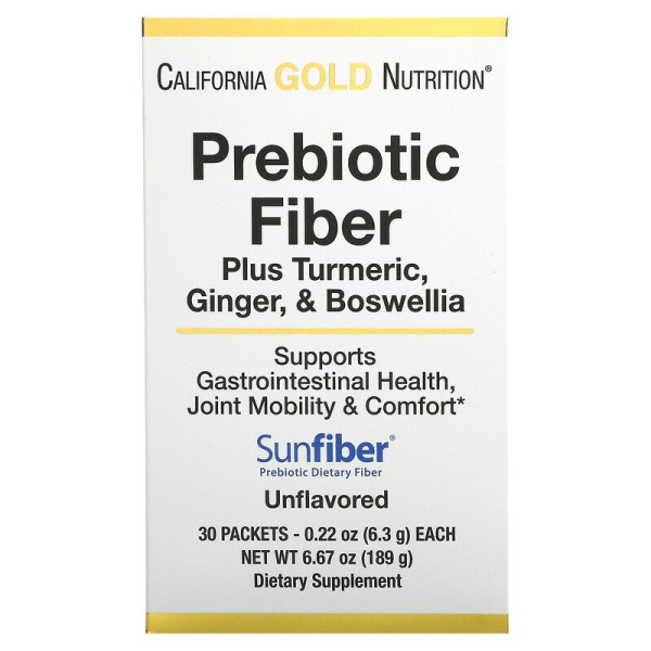 California GOLD Nutrition Prebiotic Fiber+Turmeric Ginger Boswellia 30 packets