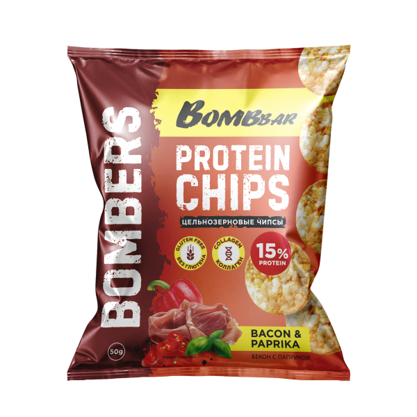 Bombbar Bombers protein chips 50 grams (Бекон с паприкой)
