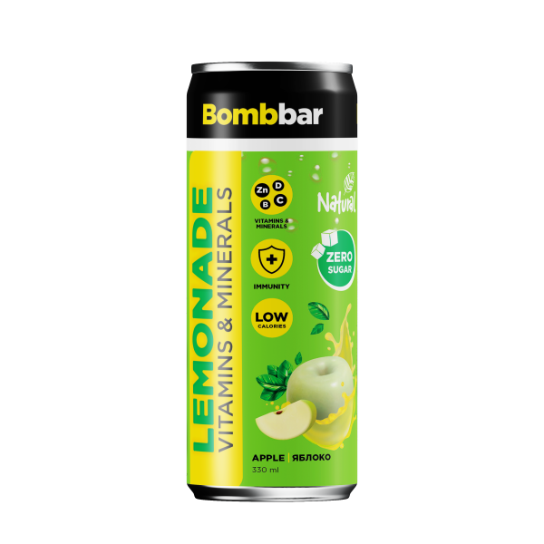 Bombbar Лимонад с Витаминами и Минералами 330 мл (Яблоко)