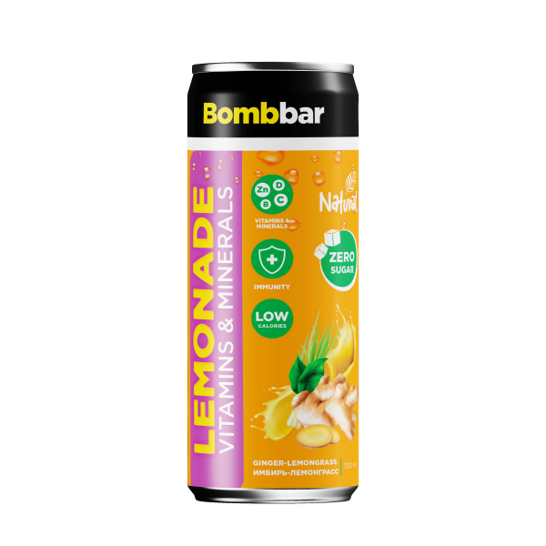 Bombbar Лимонад с Витаминами и Минералами 330 мл (Имбирь - лемонграсс)
