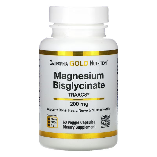 California GOLD Nutrition Magnesium bisglycinate 200 mg 60 veg capsules