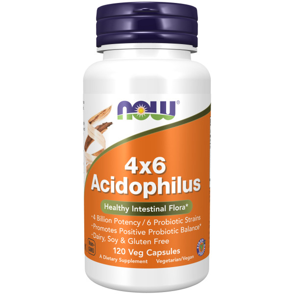 NOW 4x6 Acidophilus 120 veg capsules