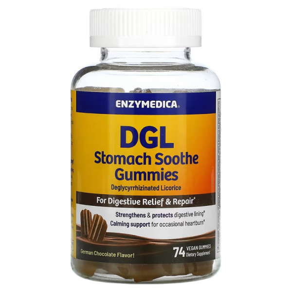 Enzymedica DGL stomach soothe gummies 74 veg gummies