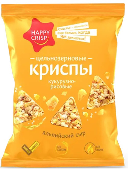 HAPPY CRISP Криспы цельнозерновые 50 grams (Альпийский сыр)