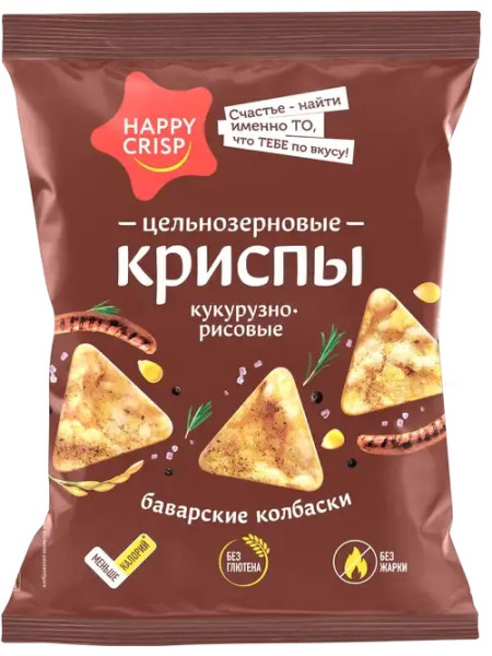HAPPY CRISP Криспы цельнозерновые 50 grams (Баварские колбаски)