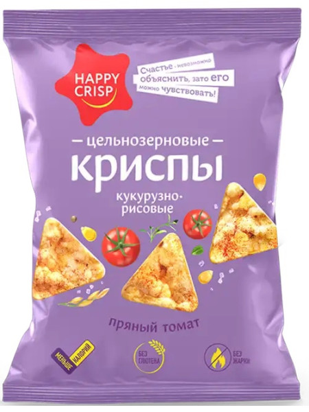 HAPPY CRISP Криспы цельнозерновые 50 grams (Пряный томат)