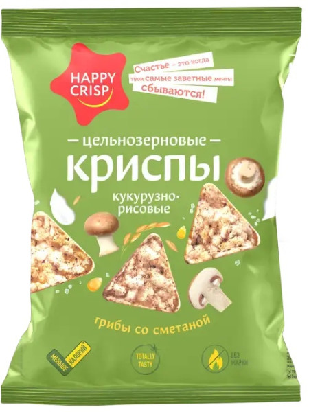 HAPPY CRISP Криспы цельнозерновые 50 grams (Грибы и сметана)