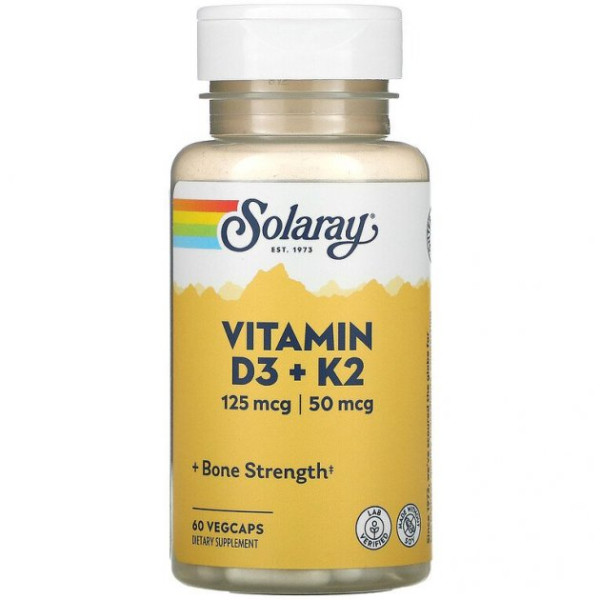 Solaray Vitamin D3 5000 + K2 50 mcg 60 veg capsules