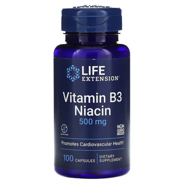 Life Extension Vitamin B3 Niacin 500 mg 100 capsules