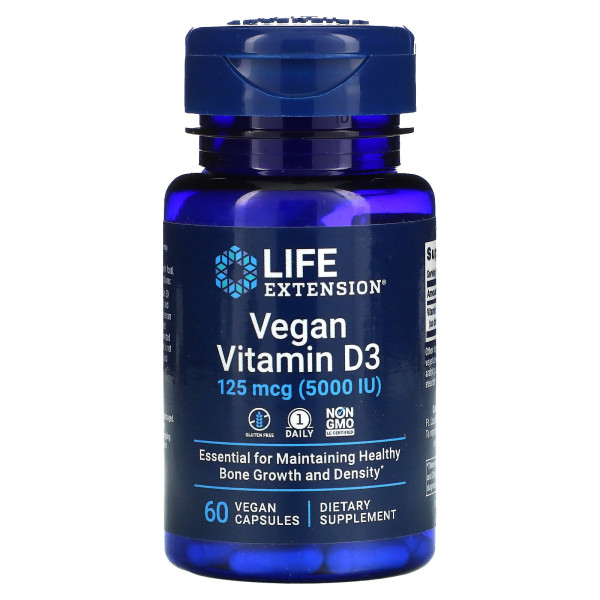 Life Extension Vegan Vitamin D3 125 mcg 60 veg capsules