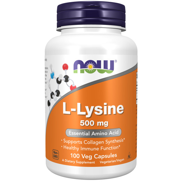 NOW L-Lysine 500 mg 100 veg capsules