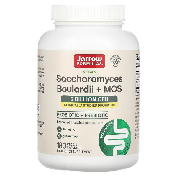 Jarrow Formulas Saccharomyces Boulardii Plus MOS 5 billion CFU 180 veg capsules