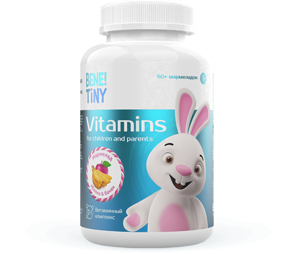 BeneTiny Vitamins 60 мармеладок (Яблоко - банан)