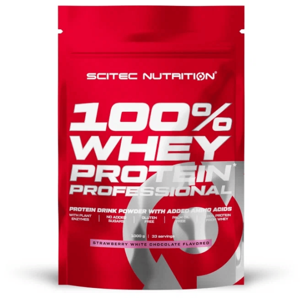 Scitec Nutrition 100% Whey Protein Professional 1000 grams (Клубника с белым шоколадом)