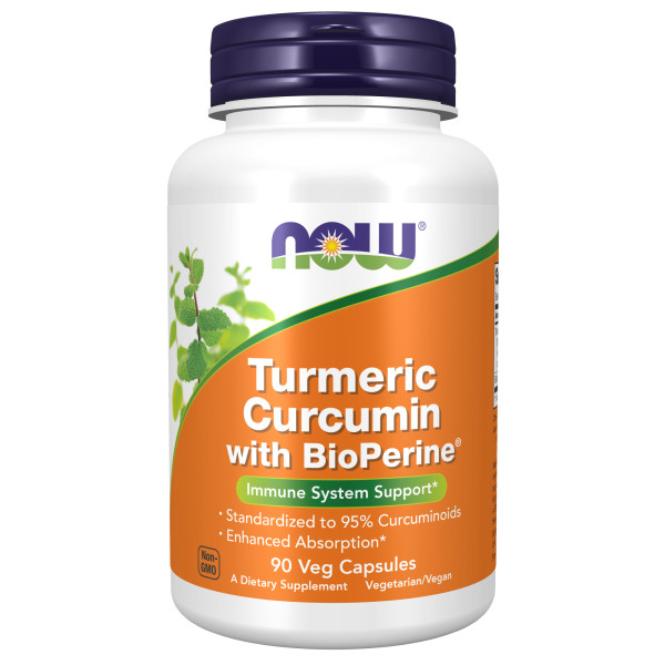 NOW Turmeric Curcumin + Bioperine 90 veg capsules